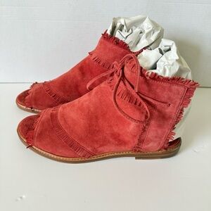 Silent D Sundance Neesham Leather Sandals Open Toe Women Sz 8 Fringed Red Brick